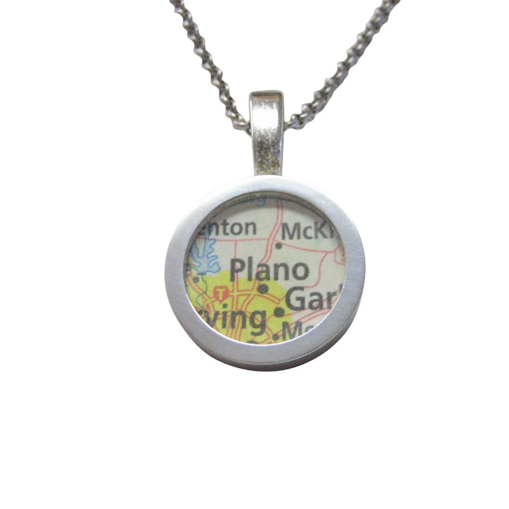 Plano Texas Map Pendant Necklace